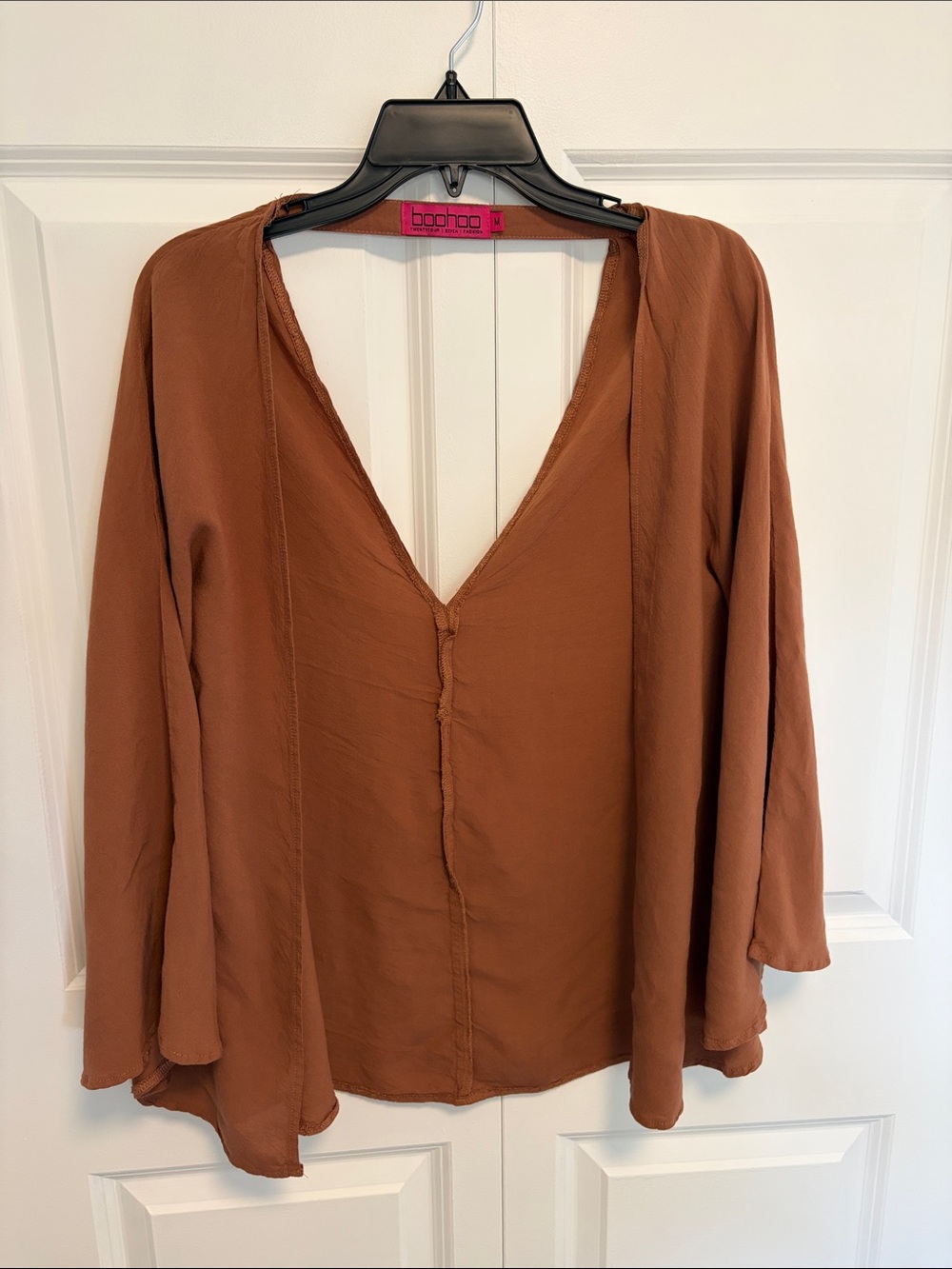 2 for $30 - Boohoo - Rust Brown Flowy Long Cape Sleeve Blouse